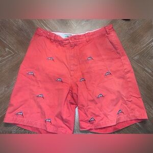 Castaway Nantucket Island Shorts Mens 36x 9 CoralFlat Front Embroidered Sailfish